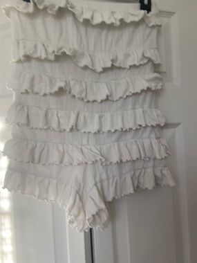 Out from Under Off-White Ruffle Layered Strapless romper